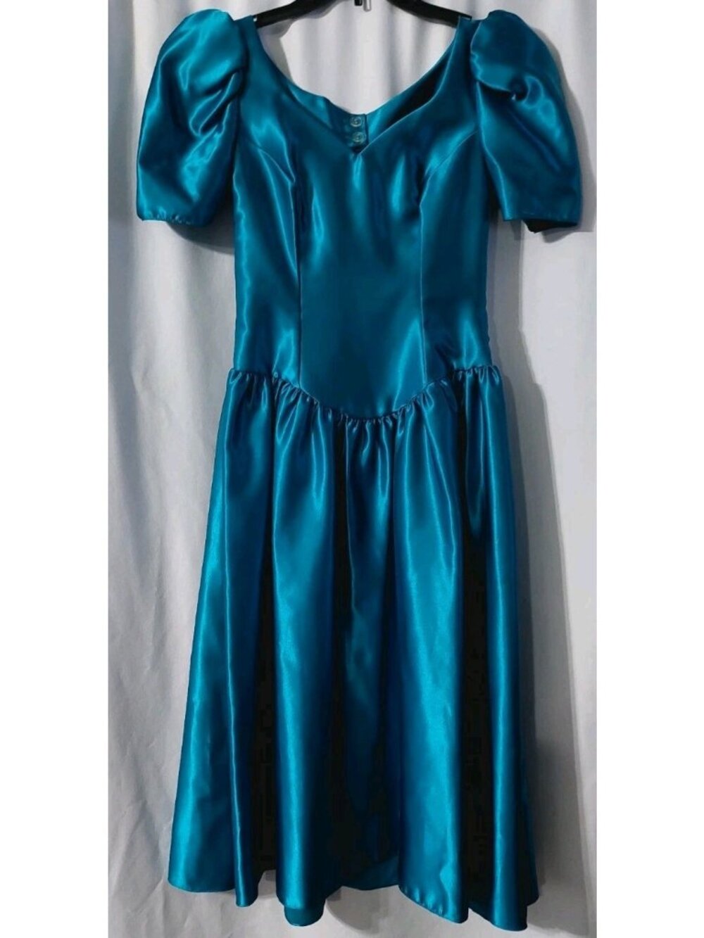 Prom Dress Blue Size 6P Petite 6 1980s Bows Made In Usa Cosplay Costume